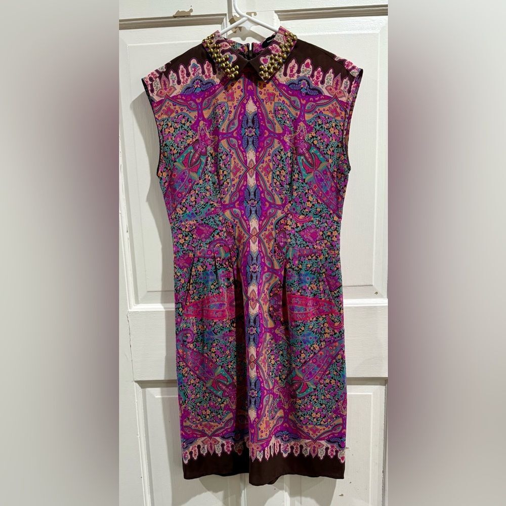 Nanette Lepore Purple and Pink Floral Midi Dress